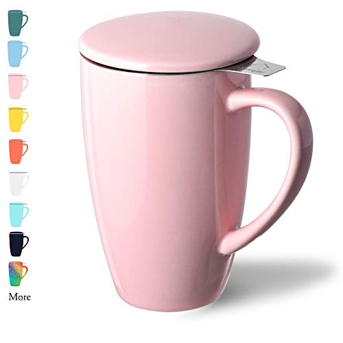 Sweejar Porcelain Tea Mug with Infuser and Lid,Teaware with Filter, Loose Leaf Tea