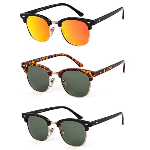 VIA LEECA Semi Rimless Polarized Sunglasses for Men and Women Classic Half Frame Driving Sunglasses 100% UV Blocking