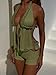 Summer Two Piece Crochet Set for Women Tie Up Halter Open Back Split Cami Tank Top Hollow Out Shorts Beachwear (green, M)