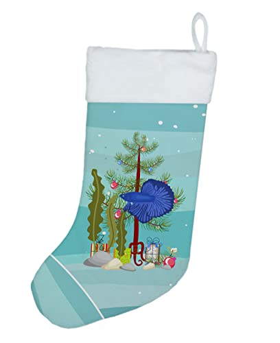 Caroline's Treasures CK4507CS Delta Tail Betta Fish Merry Christmas Christmas Stocking Fireplace Hanging Stockings Christmas Season Party Decor Family Holiday Decorations