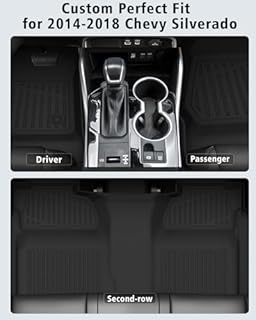 Floor Mats for Silverado/Sierra 1500 Crew Cab 2014-2018 & Silverado/Sierra 2500 HD/3500 HD Crew Cab 2015-2019 All Weather TPE Floor Liners Custom Fit for Silverado 2018 Full Set Car Mats