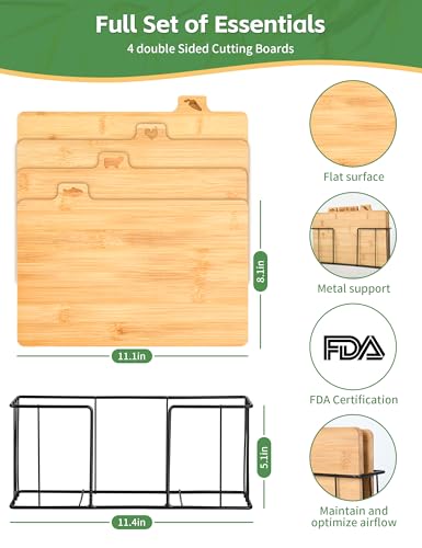 Set de 4 Tablas de Cortar de Bambú con Soporte Metálico miniatura 3