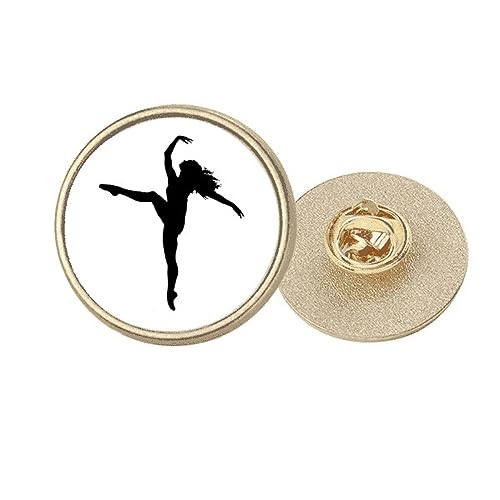 Broche ronde en métal doré motif danseuse de sport de taille M
