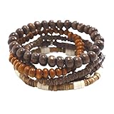 YMYDRCRPO Pulseras ajustables 5 piezas por set de cuentas de madera para hombres Nicho hip hop piedra natural joyería masculina apilada a mano regalos cadenas de aleación accesorios para