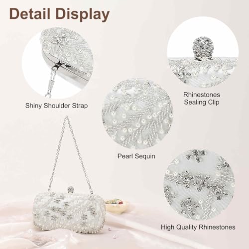 Image of DTGN Evening Bags Clutch Purses for Women Formal, Bridal Purses Rhinestone Handbags Shoulder Bag with Chain Sparkly
