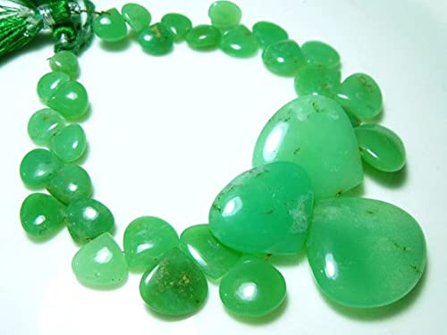 Chrysoprase smooth big heart briolettes 176 carats pour création de bijoux