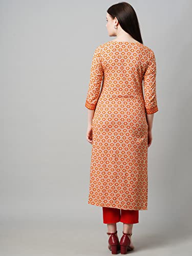 Image of ANNI DESIGNER Women's Cotton Blend Printed Straight Kurta With Pant