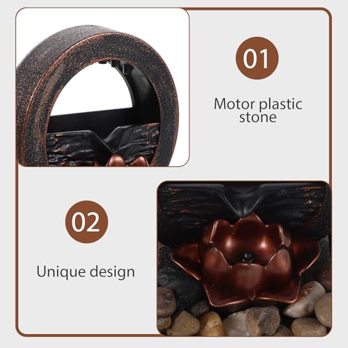 Fuente de agua de mesa KHBUAB con luces LED dorada para adorno decorativo 4