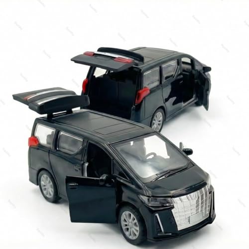 Image of 1:36 Scale Toyota Alphard Toy Car - Vellfire Die-Cast Metal Pull Back MPV Model with Openable Doors, Lights & Sound - Alloy Mini Car Gift for Kids, Boys & Collectors (Black)