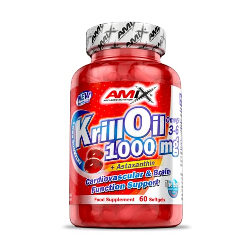 Amix   Krill Oil   60 Caps   Rico en ácidos grasos esenciales Omega 3 y 6   Procedente del antártico   yuda a cubrir los requerimientos diarios de ácidos grasos esenciales