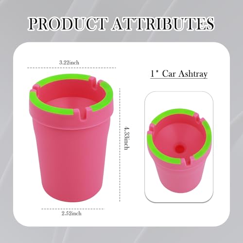 Image of Car Ashtrays for Cup Holder Smell Proof,Multi-Functional Smokeless Ashtray for Car Storing Cigarettes,Rubbish,Ashtray with Lid Smell Proof for Most Vehicles (Pink)