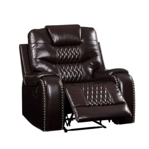 Image of Torque Mikkel 1 Seater Recliner Chairs for Home Office-Dark Brown | Leatherette Recliner Sofa 1 Seater | Manual Relaxing Single Chair for Adults -1 Year Warranty
