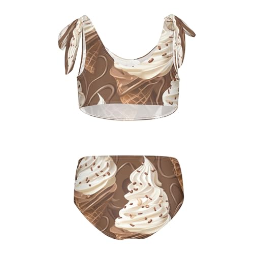 Chocolate Ice Cream Brown Girls Tankini Swimsuit Kids Bikini Sets 2 Pcs Bathing Suit 3T2