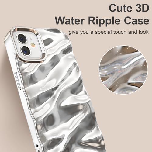 Coque iPhone 11 étui silicone vagues cadeau filles argent