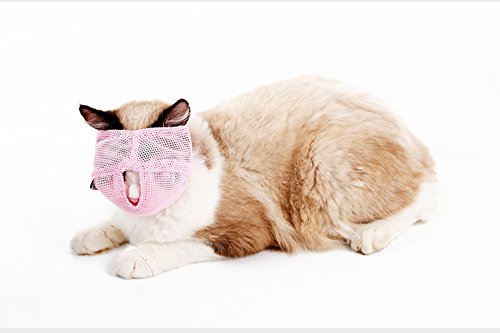 Cat Muzzles - Breathable Mesh Muzzles Prevent Cats From Biting And Chewing - Anti Bite Anti Meow (Blue-L) #TOP4