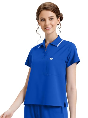 Image of Scrubs for Women, Short Length Zip Polo & Straight Pant 8 Pockets