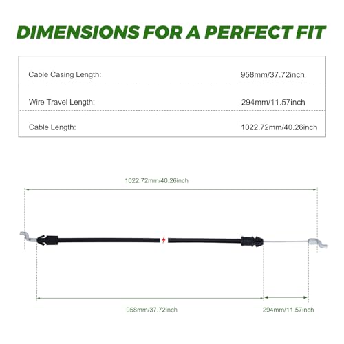 Dalom 946-1113A Blade Control Cable for MTD 746-1113A Troy-Bilt TB210 TB200 TB320 Walk-Behind Lawn Mower 51-1/4-inch Cable / 37-3/4-inch Conduit Craftsman 247.37440 247.377000 946-1113 Brake Cable