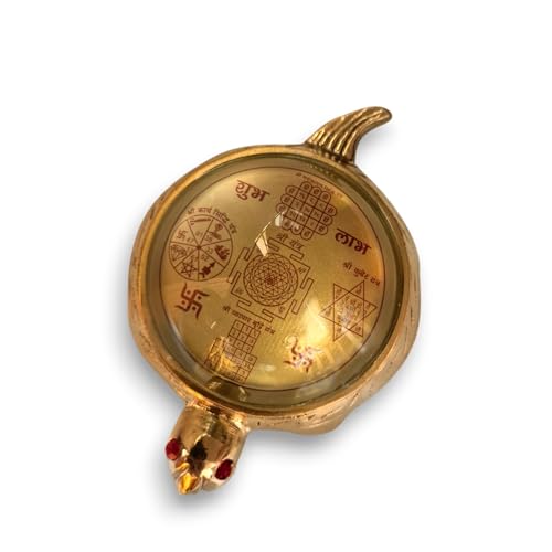Image of 100% Brass Tortoise for Good Luck for Home | Vastu Feng Shui | Shree Yantra, Manokamna, Byapaar Briddhi, Karya Siddhi & Kuber Yantra for Prosperity | Antique Finish | 108g | Length: 9cm