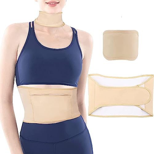 TERRIFI Castor Oil Pack Wrap Adjustable Reusable Organic Castor Oil Pack Kit Castor Oil Packs for Liver Detox Less Stress Castor Oil Free Cotton Machine Washable Leak Proof(Skin Color Waist+Neck)