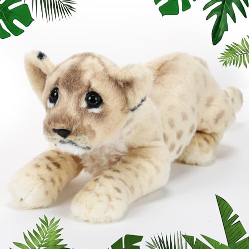 RoundFunny 15 Inch Stuffed Animal Lion Easter Gifts Lions Plush Realistic Wild Jungle Animals Lions Toys for Girls Boys Birthday (Lion)