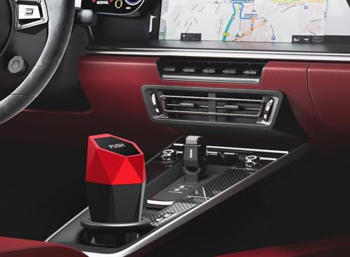 Image of Ginsco Car Trash Can with Lid, Mini Car Garbage Can, Car Trash Bin Car Accessories for Interior, Leakproof Small Trash Cup for Car, Home, Bedroom Office (Red)