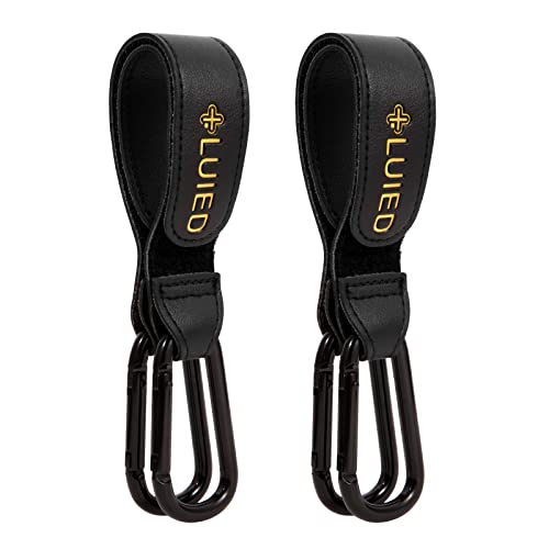 Image of LUIED Baby Stroller Hooks Clips 2Pcs, Convenient Stroller Accessories Mommy Bag Hooks for Hanging Diaper Bags,Purse,Stroller Organizer, Perfect for Various Baby Carriages (PU)