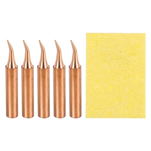 Image of MECCANIXITY 5 Pcs 900M Soldering Iron Tips Copper Non-magnetic Welding Head with Cleaning Sponge Pad Replacement for Solder Station Tip (900M-T-IS)