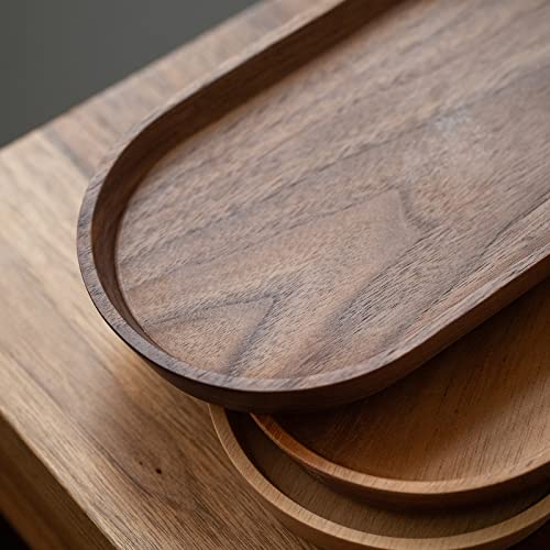 Vandroop Serving Trays For Parties, Small Tray For Tea＆Coffee, Oval Wooden Plates For Serving Food, Decorative Tray For Fruit, Appetizer＆Vegetables, Tray For Bathroom 7.8"×4.6" (Walnut, Set Of 2) #TOP7