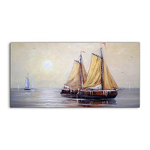Photo sur verre trempé landscape ship pour sublimer le mur de votre salon