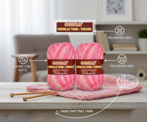Image of M.G ENTERPRISE Feather Soft Needle Knitting Acrylic Wool (200 g, Strawberry)