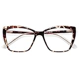 AMOMOMA Trendy TR90 Oversized Blue Light Reading Glasses Women,Stylish Square Cat Eye Glasses AM6031