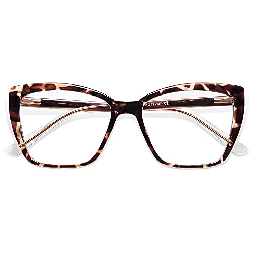 Amomoma Trendy Tr90 Oversized Blue Light Reading Glasses Women,Stylish Square Cat Eye Glasses Am6031C4 With Tortoise Frame 1.5 X #TOP19