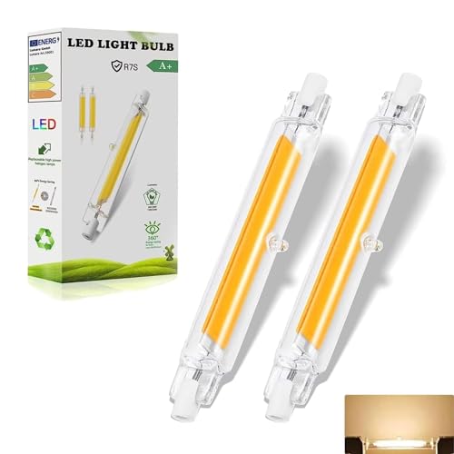 Dvnoua Ampoules LED R7S 118mm Dimmable Blanc Chaud | 20W Équivalent Halogène 200W, 2000LM Pas de Scintillementpour L’éclairage De Maison,Travail, lampadaire, Lot de 2