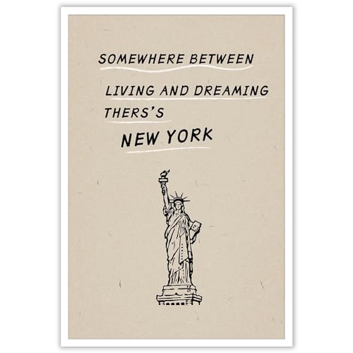 KFDJIG Minimalist New York Canvas Wall Art Vintage Statue of Liberty Posters Inspirational Quotes Prints Painting New York City Wall Art Decor For Living Room Bedroom Office 12x16in Unframed