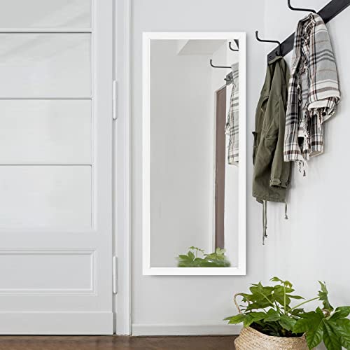 Image of PexFix Full Length Floor Mirror Floor Stand up or Wall Mounted Mirror Mirror Full Length with Thin Frame Mirror,White,44''x16'' (USAM019)