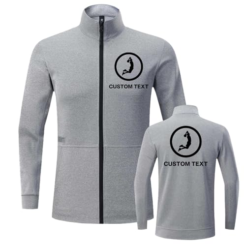 BIJUNDENG Custom Men's Casual Athletic Lightweight Track Jacket Sports Running Sweatshirt with Pockets Add Your Design