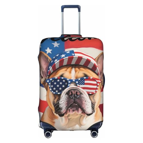 Travel Luggage Cover French Bulldog Welcome 4th Of July Dog Garden Flags Fashion Washable Baggage Suitcase Protector Fit For Luggage Medium