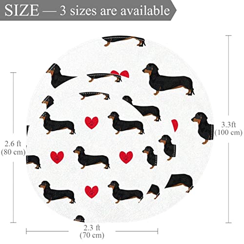 Tapis teckel cœur imprimé tapis de chambre rond JDEZ - 4