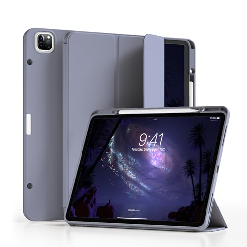 Coque iPad Pro 12.9 violette avec support et porte-stylet pour modèles 2022 à 2018