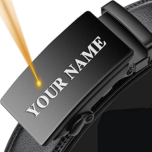 Engrave Name and Logo Personalized Automatic Buckle Leather Belts 130 140 150 160 170cm Large Plus Size Men Belt Father's Day Gift, Black3