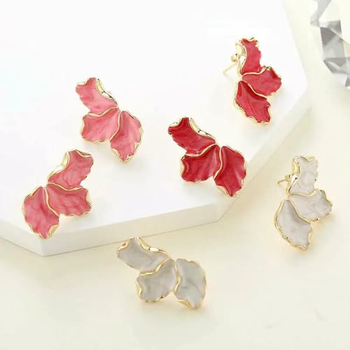 Pendientes de tuerca vintage JYDMS de flor al aceite blanco para joyería de fiesta de mujer 6
