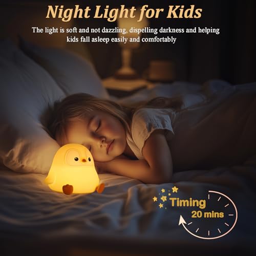 Lámpara de noche infantil de silicona recargable con temporizador miniatura 4