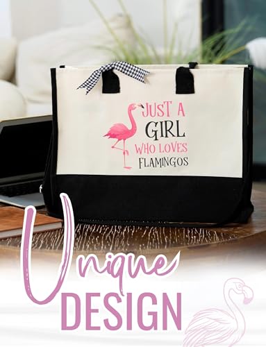Image of InnoBeta Flamingo Gifts for Women, Tote Bag with Top Zipper Closure and Shoulder Strap for Birthday, Christmas and Every Special Occasion