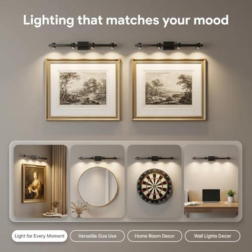 Image of Modern Mirror Light with 8 Up Down Beams | 3 Color LED Wall Light for Bathroom & Living Room | Metal Wall Mount Light Fixture for Home Decoration | Indoor Use Only