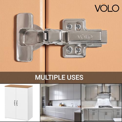 Image of VOLO Cabinet Hinges, Set of 1 (2 Pieces) for Furniture, Wardrobes, Doors, and Storage Units | (2D Soft Close (Mild Steel), 15 Crank | Inset)