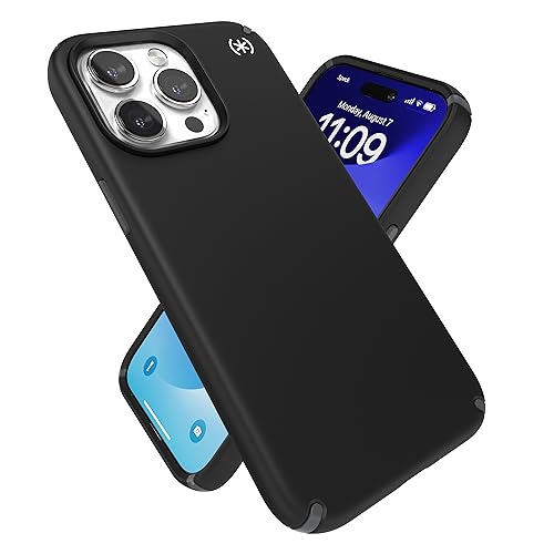 Speck iPhone 15 Pro Max Case - Built for MagSafe, Drop Protection - Scratch Resistant, Soft Touch, 6.7 Inch Phone Case - Presidio2 Pro Black/Slate Grey/White