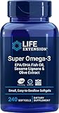 Life Extension Super Omega-3 Plus EPA/DHA Fish Oil, Sesame Lignans & Olive Extract - Heart Health & Brain Support Supplement - Easy-to-Swallow - Gluten-Free, Non-GMO - 240 Softgels