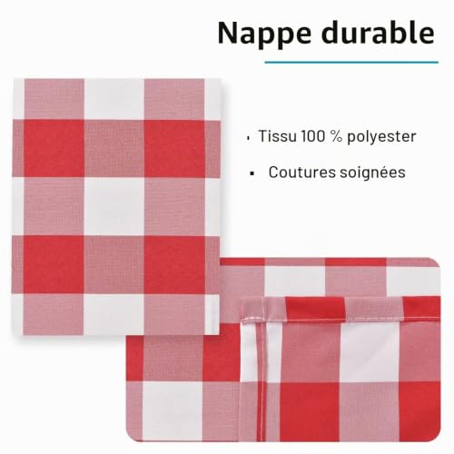 Nappe rectangulaire Vichy anti-taches imperméable 110x140cm