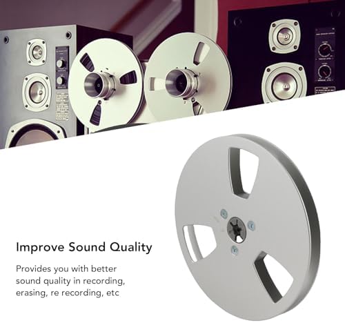 Aluminum Alloy 5 Inch Empty Tape Reel,1/4 Empty Take up Reel to Reel Small Hub,3 Hole Opening Machine Part Silver Design,with 1/4 Inch Tape,Fits for Reel to Reel Recording
