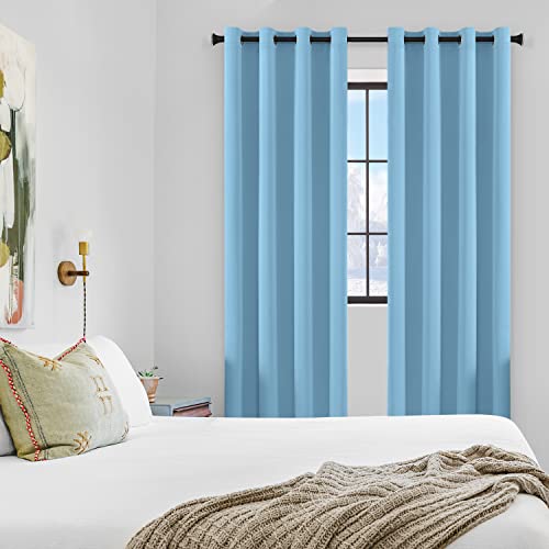 Softalker Blackout Curtains For Bedroom - Thermal Insulated Room Darkening Drapes With Tiebacks, Grommet Top Draperies For Living Room, 2 Panels Set (52 X 45 Inch, Baby Blue) #TOP1